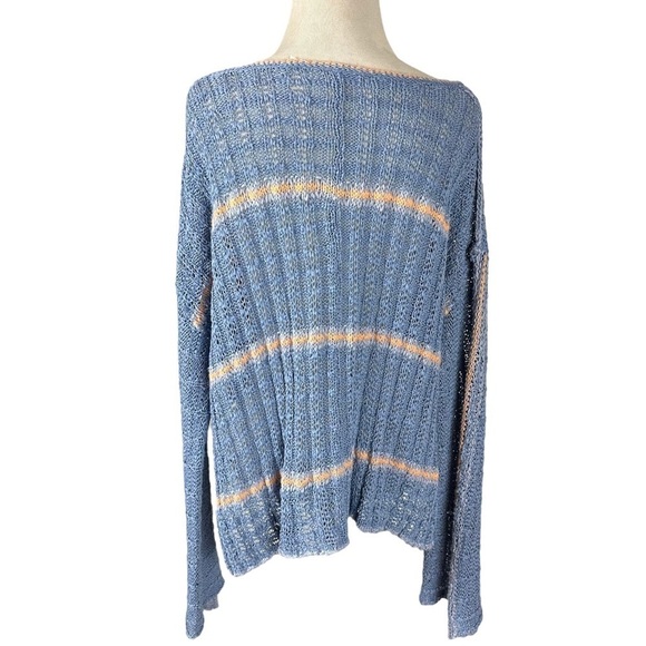 FREE PEOPLE Marina Bay Lace-Up Sweater in Sunset Combo Size Small Bell Sleeve - Picture 13 of 16